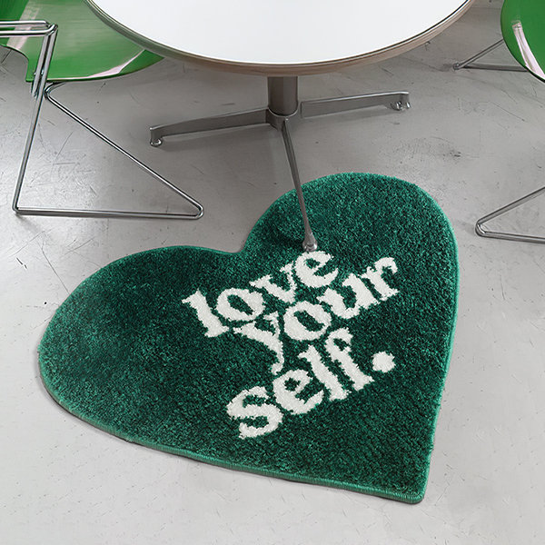 Green Heart Shaped Rug - Love Yourself - Bring Warmth And Positivity