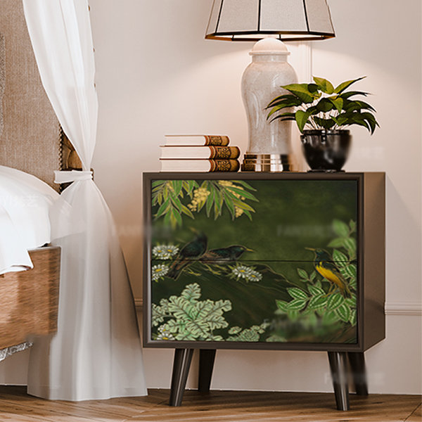 Bird And Flower Bedside Table - Plywood - Easy Access To Your Essentials