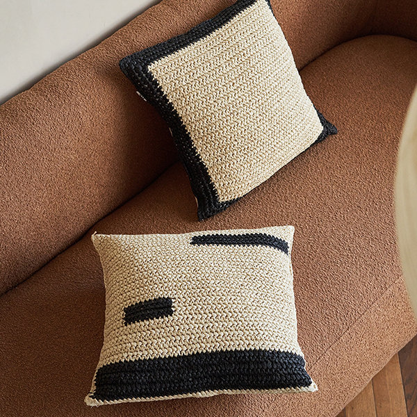 Raffia Weave Pillowcase - Natural And Black Hue