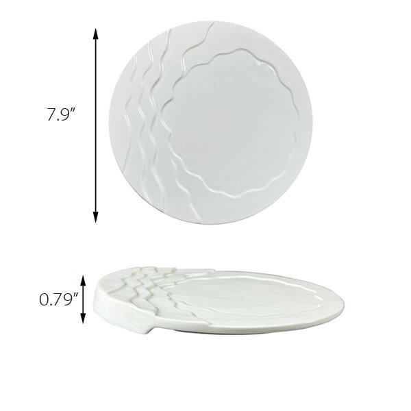 Modern Ceramic Plate Creative Pure White Thick Edge Decorative