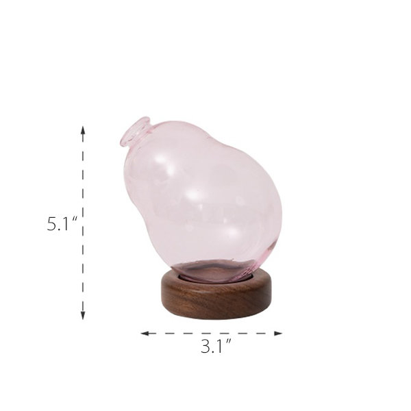 Japanese Glass Flower Vase - The Vase Graces Any Desktop With Its Minimalistic Appeal - Wood