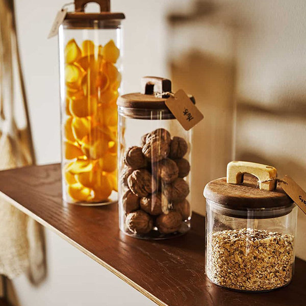 Glass Sealed Jar - With Wooden Lid And Spoon - Acacia - ApolloBox