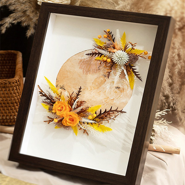 Dried Flower Frame Decoration - Wood - Glass - Green - Brown