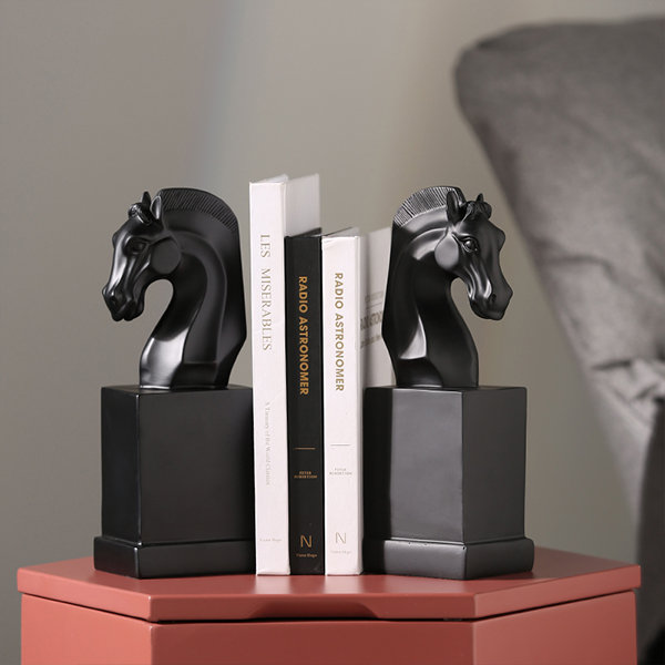 High-end Golden Horse Head Decorative Bookends, Luxury Ceramic Brass  Bookend Holder Artwork Ornament