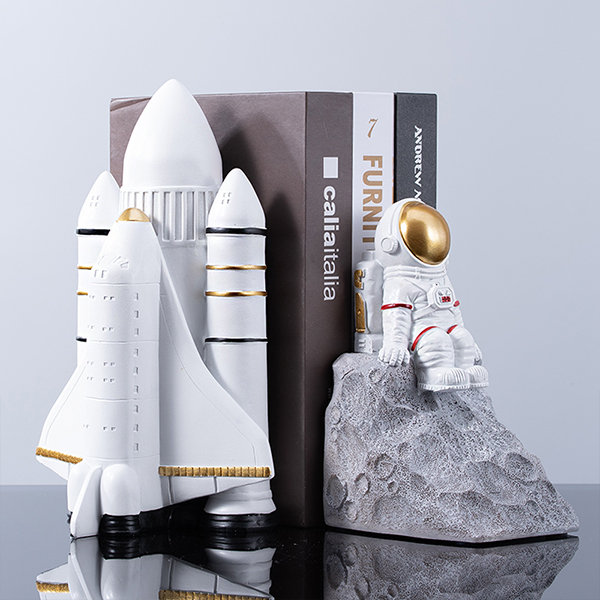 Space Astronaut Bookend - Home Decor - Resin - With Storage - Spaceship