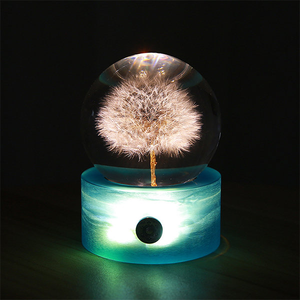 Dandelion Crystal Ball Night Light - Resin - Blue