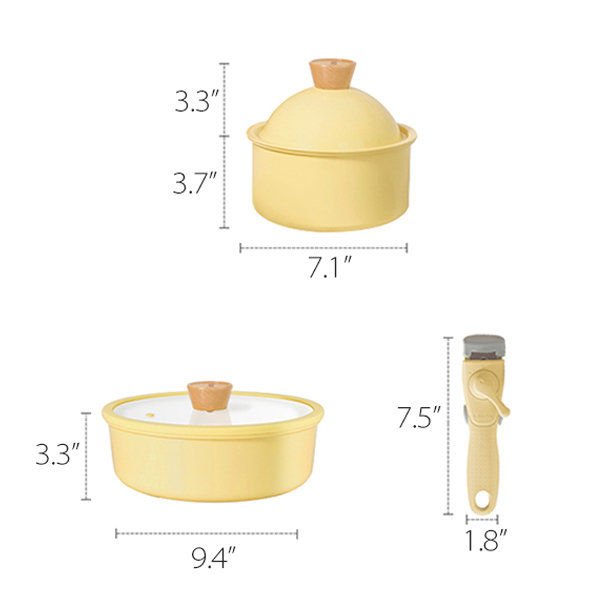 Multi-Function Milk Pot - Frying Pan - Yellow - With Removable Handle -  ApolloBox