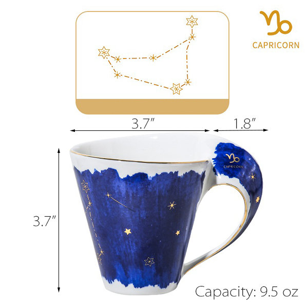 Crystalline Light Amber with Sky Blue Coffee Mugs and Saucers, Set of 4 -  Drinkware - Tableware - Cosmos