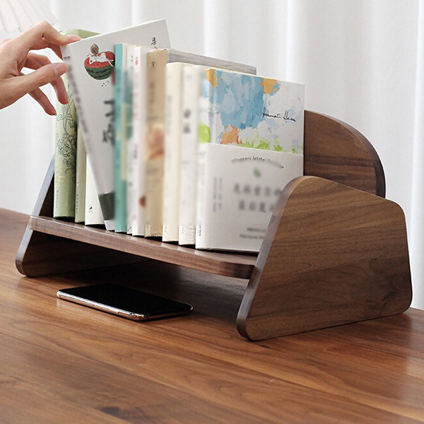 Wooden Table Bookshelf - Tilt Angle Design - Maintain a Clean Desk