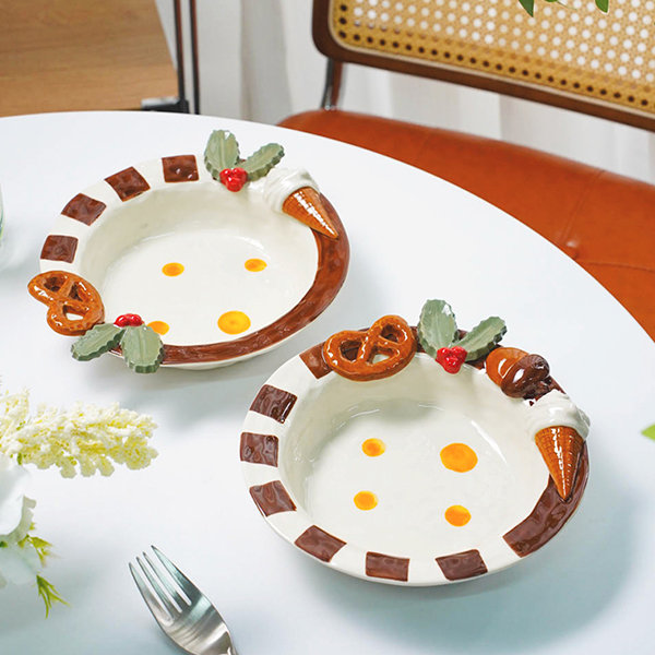 Foral Pattern Round Bowl and Plate - Ceramic - Underglaze Design - ApolloBox