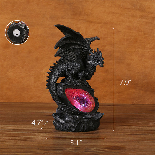 Halloween Battle Dragon Decoration - Resin - Represents Wisdom and Strength  - With Light from Apollo Box