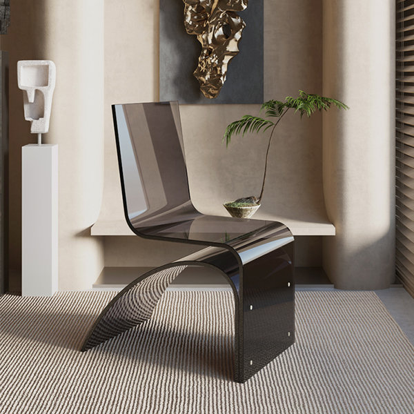 Transparent Acrylic Chair - Minimalist Design - Gray- Seamless Acrylic Bending