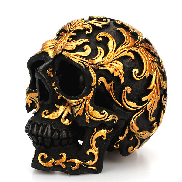 Golden Skull Ornament - Resin - Make Your All Hallows&apos; Eve Unforgettable
