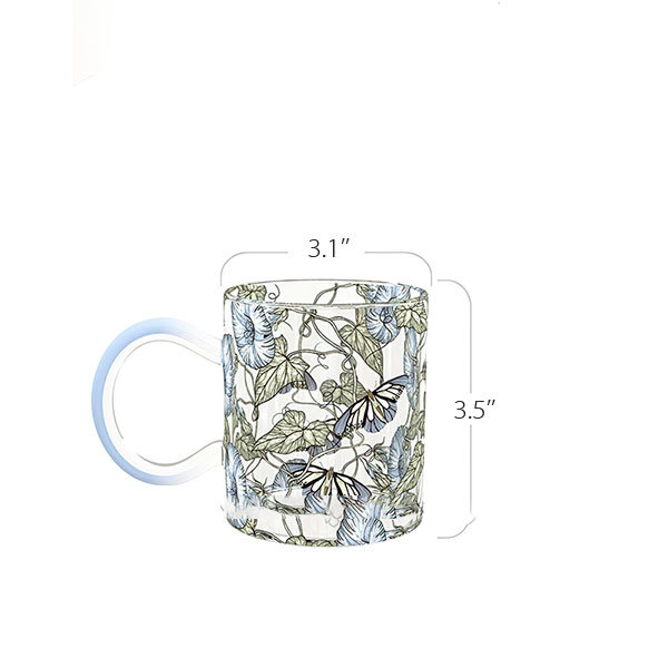 Floral Themed Glass Mug - with Spoon - 2 Patterns from Apollo Box