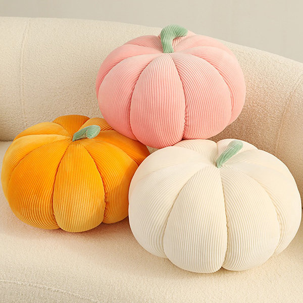 Pumpkin Shaped Throw Pillow - Green - Brown - Orange - 6 Color Options - Soft