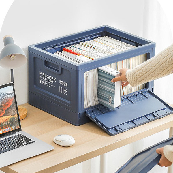 Industrial Style Folding Storage Box - White - Blue - Elevate Your Storage  Game - ApolloBox