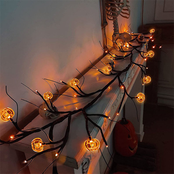 Halloween Twig Garland Skeleton Festival Decoration Glow Black