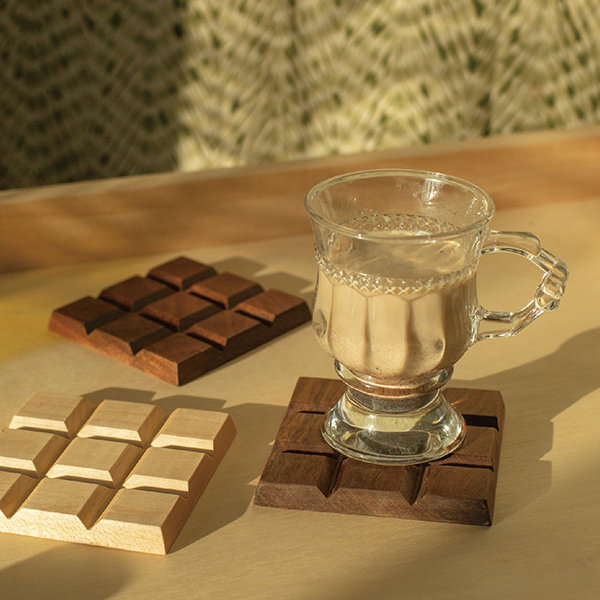 Creative Chocolate Shaped Coaster - Black Walnut Wood - Maple Wood