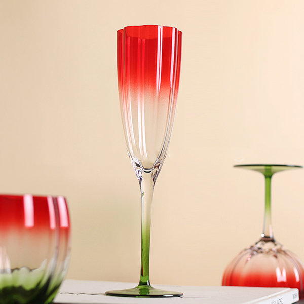 Contrasting Color Goblet - Green Bottom - Wine Glass - Champagne Glass -  ApolloBox