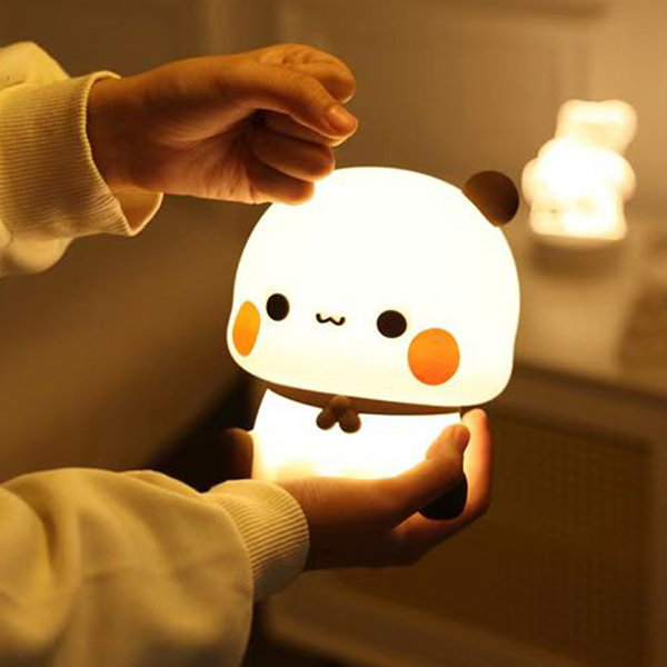 Cartoon Panda Night Light - Silica Gel - Lights Up With A Tap