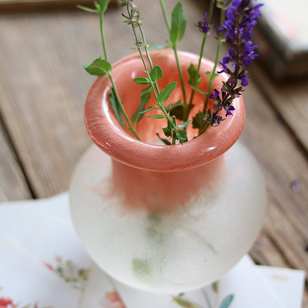 Frosted Glass Flower Vase - Red - Dark Blue - ApolloBox