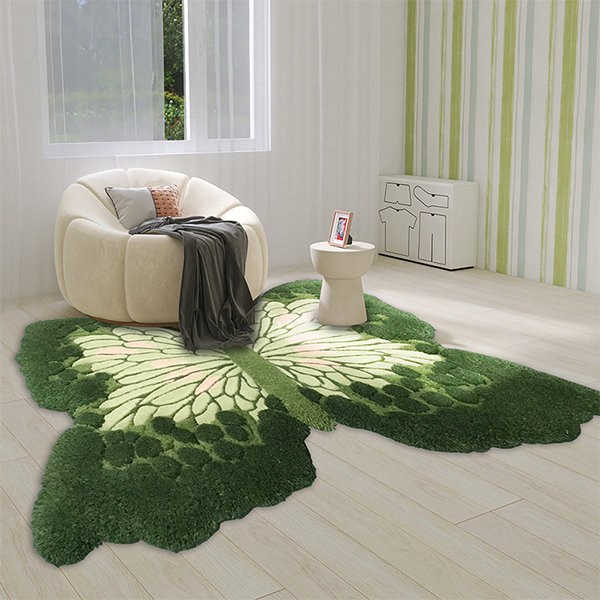 Butterfly Shaped Bedside Rug - A Functional Piece - Green