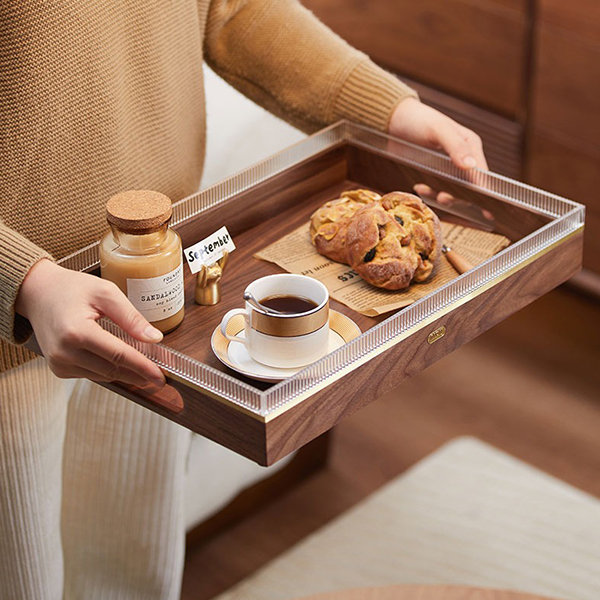 Makeup Brush Holder - Acrylic - Black Walnut Wood - ApolloBox