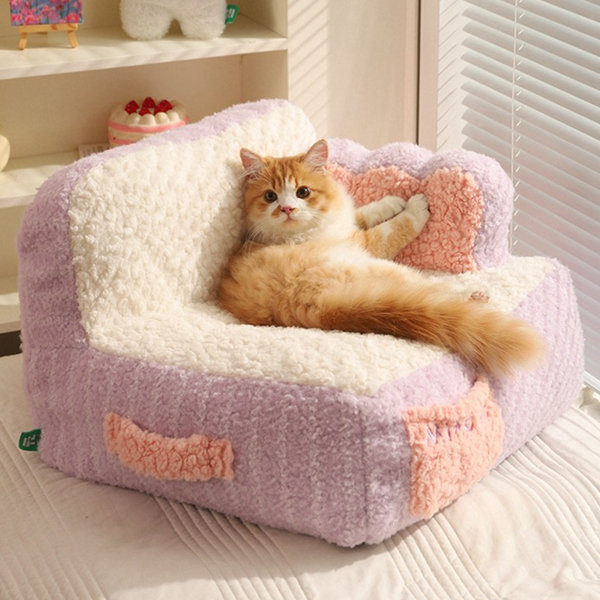 Sofa Shaped Cat Bed - Plush - Pink - Yellow - 4 Colors - ApolloBox