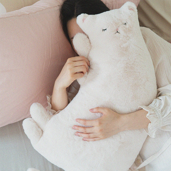 Cute Cat Cream Cartoon Square Couch Cheap Throw Pillows