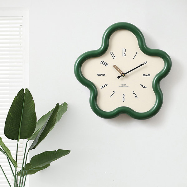 Green apple wall clock. Colour: green