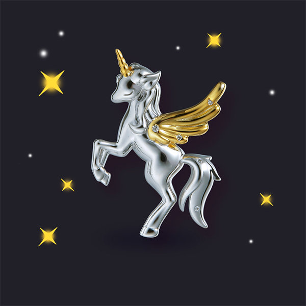 Unicorn Brooch - S925 Silver - 2 Patterns