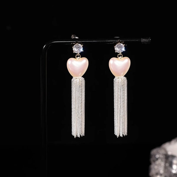 Silver Color Women Earrings Long Tassel Zircon 925 Silver Needle Earring  Female Temperament Charm Elegant Jewelry Accessories