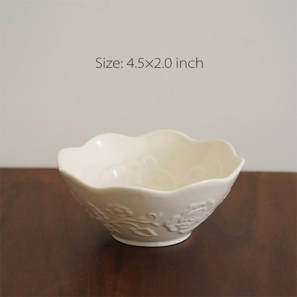 Embossed Floral Ceramic Tableware - Bowl - Plate - Elevate Your Dining Experience image