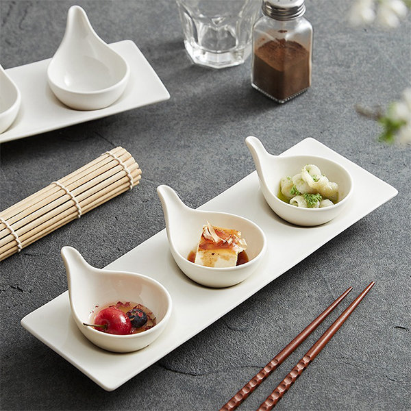 Spoon Shaped Dish Set - With Tray - Ceramic - Creative Design