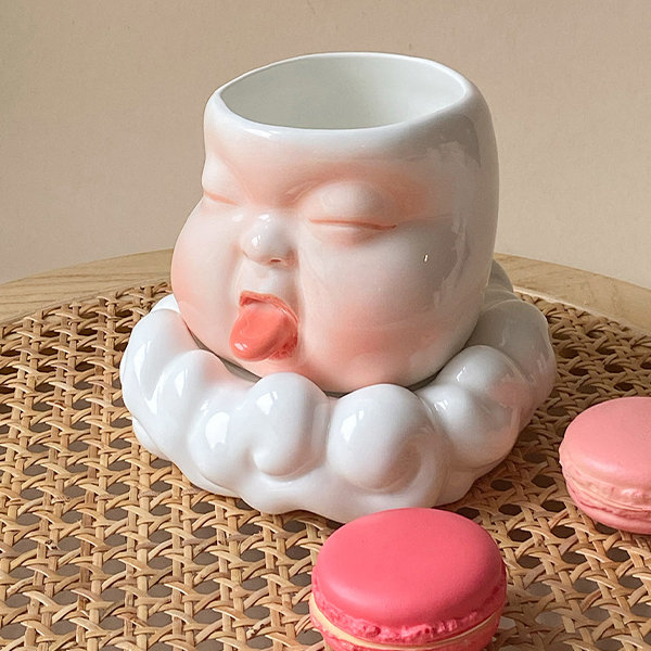 2 Pieces Ceramic Cloud Mug Cute Cup with Coaster 7oz Cute Ceramic Coff –  Apollo Tea Co