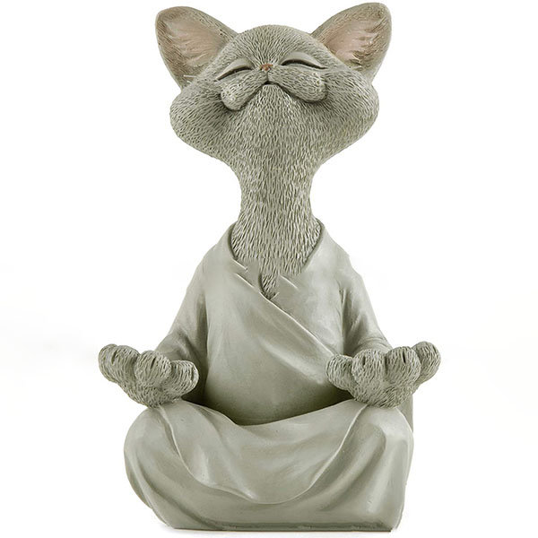 Meditating Cat Decoration - Resin - Symbol of Stillness and Mindfulness -  ApolloBox