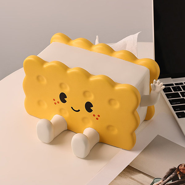 Cartoon Cheese Tissue Box - Resin - Yellow - Pink - ApolloBox