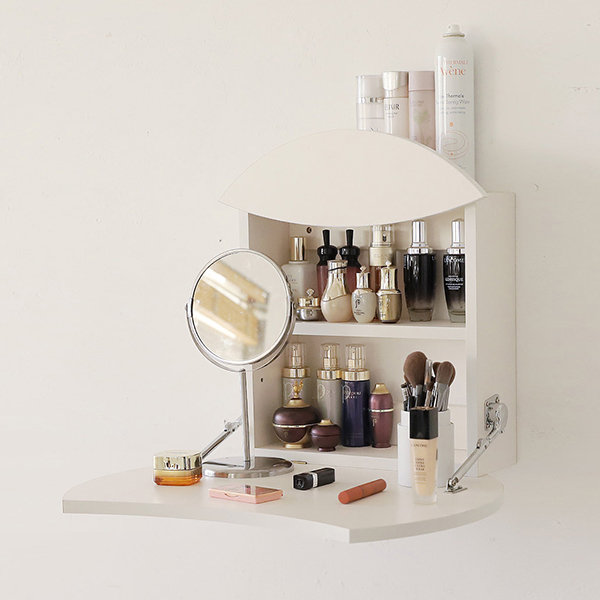 DesignFit Engineered Wood Wall Mount Dressing Rectangular Framed Table  Mirror With Shelves, Bangle Holder & Hooks (Walnut) : Amazon.in: Home &  Kitchen