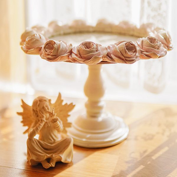 French Style Vintage Rose Tray - Resin - Romantic Allure