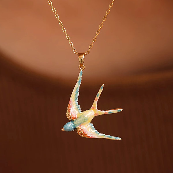 Swallow Enamel Necklace - A Fusion of Artistry and Elegance from Apollo Box