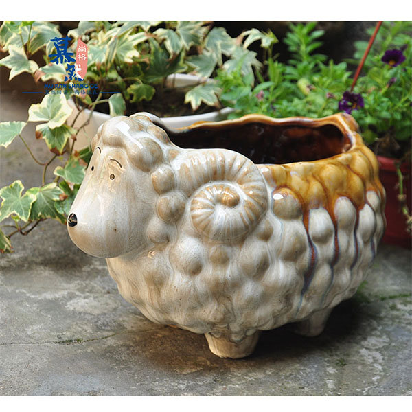 Sheep Shaped Flower Pot - Ceramic - Delightful Centerpiece