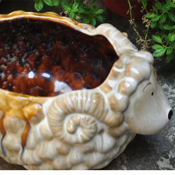 Sheep Shaped Flower Pot - Ceramic - Delightful Centerpiece