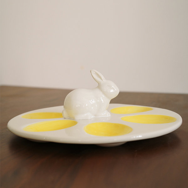 Rabbit Flower Shape Embossed Porcelain Egg Holder Egg Tools Creative Small  Ceramic Cup Wine Cup Single Cute Egg Shape Cup