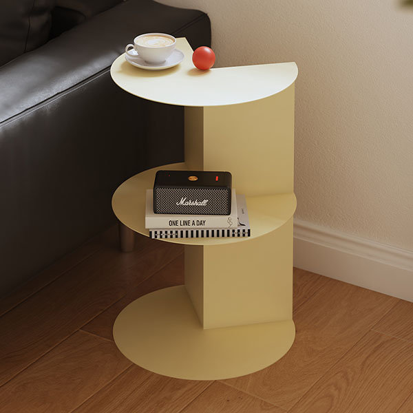 Small Yellow Side Table With Storage Iron Modern Aesthetic Appeal