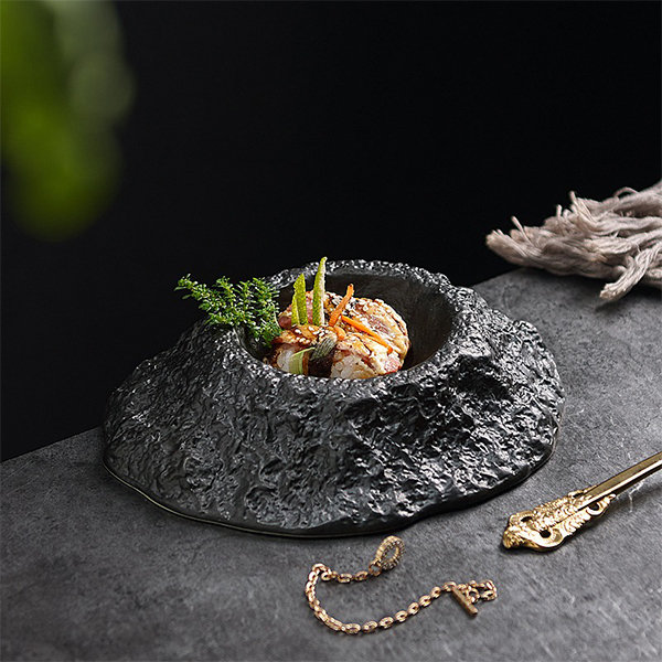 Volcano Shaped Plate - Ceramic - Black - Unique Design
