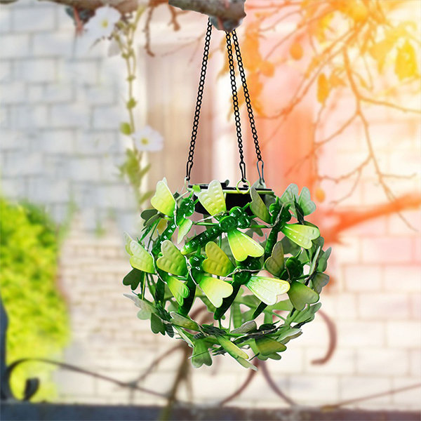 Solar Powered Nature Inspired  Lamp - Iron - Flower - Dragonfly - Bee