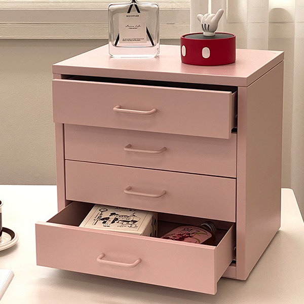 Minimalist Desktop Drawer Cabinet - White - Beige - Four Spacious Layers For Organized Storage