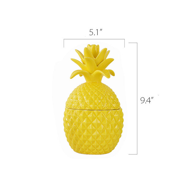 Ceramic Pineapple Storage Jar - White - Black - Yellow - Elegant Ceramic  Finish - ApolloBox