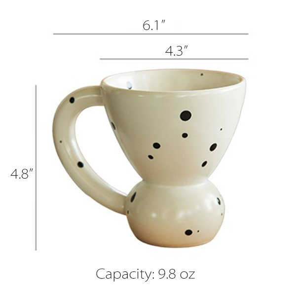 CREATIVE Co-op Pedestal Tea Bag Holder Mug Ceramic Cup Geometric