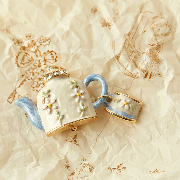 Creative Coffee Cup Brooch, Cartoon Cute Coffee Pot Cup Alloy